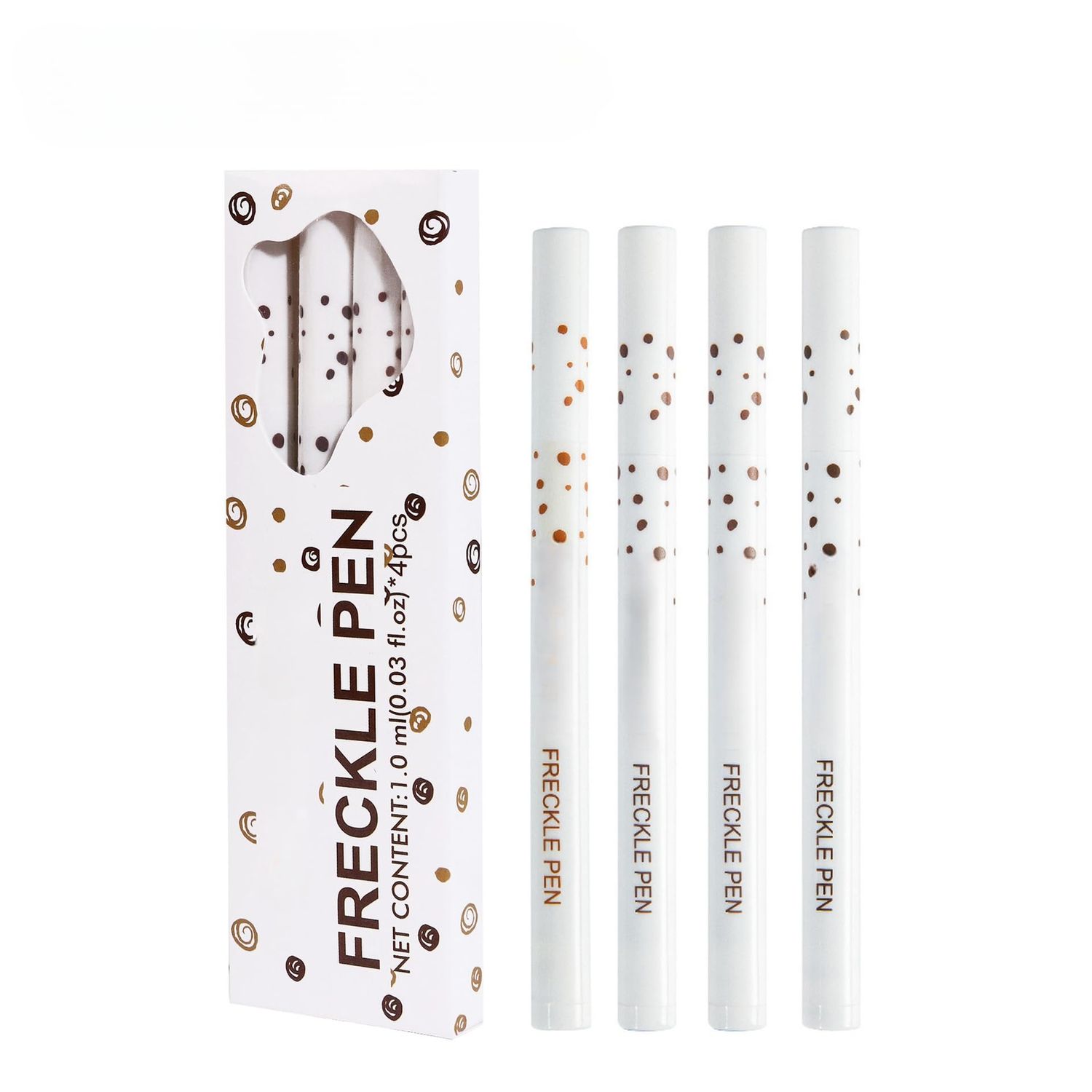 PICKX Freckle Pen 4 Colors Natural Freckle Pen Fake Freckle Pen Waterproof Long Lasting Soft Spots Natural Relaxing Sun MakeupLight Brown, Natural Coffee, Chestnut, Dark Brown (4PC)