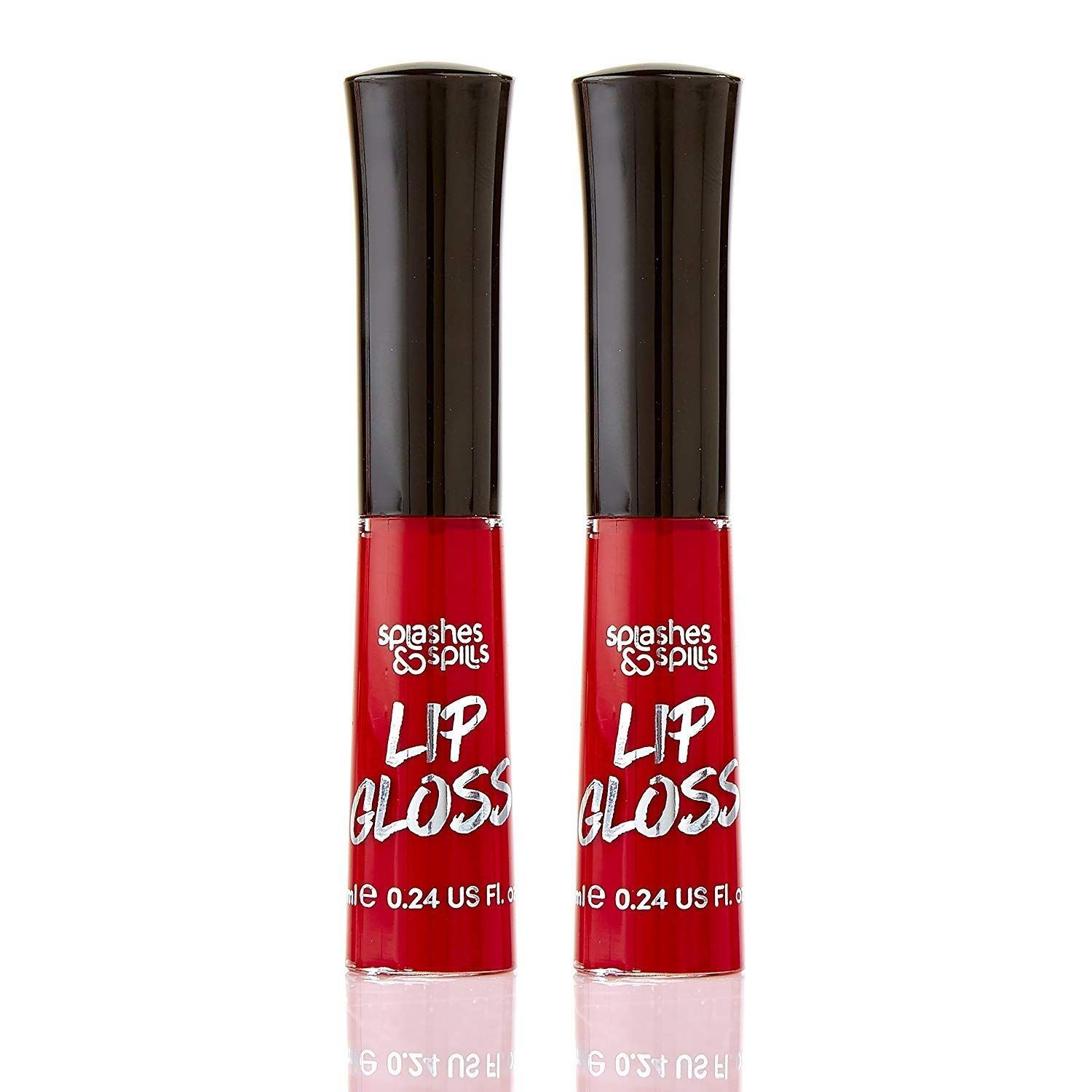 Luxurious Red Lip Gloss - Vibrant Color with Full Coverage and Shiny Finish, Moisturizing Formula Nourishes Lips - 2 Pack - by Splashes &amp; Spills