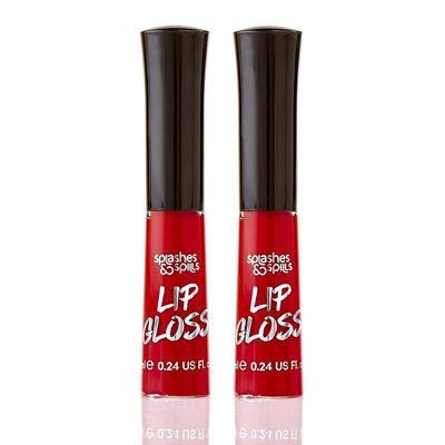 Luxurious Red Lip Gloss - Vibrant Color with Full Coverage and Shiny Finish, Moisturizing Formula Nourishes Lips - 2 Pack - by Splashes &amp; Spills
