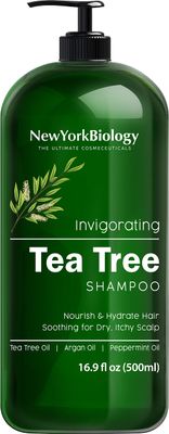 New York Biology Tea Tree Shampoo - Deep Cleanser - Relief for Dandruff and Dry Itchy Scalp - Therapeutic Grade - Helps Promote Hair Growth - 16.9 fl Oz