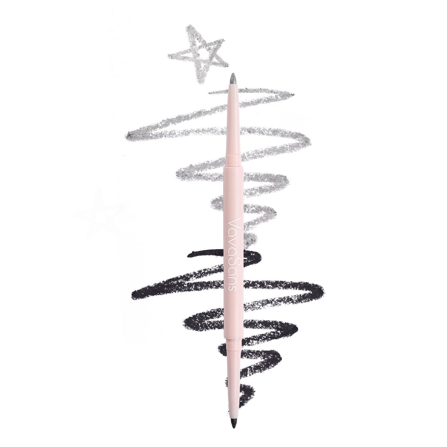 VavaSans Gel Eyeliner Mechanical Pencil Black and Silver Dual Ended Two Color Retractable Eye Liner Pigmented Smooth Creamy Textured Waterproof Smudge Proof Long Lasting Makeup