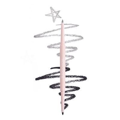 VavaSans Gel Eyeliner Mechanical Pencil Black and Silver Dual Ended Two Color Retractable Eye Liner Pigmented Smooth Creamy Textured Waterproof Smudge Proof Long Lasting Makeup