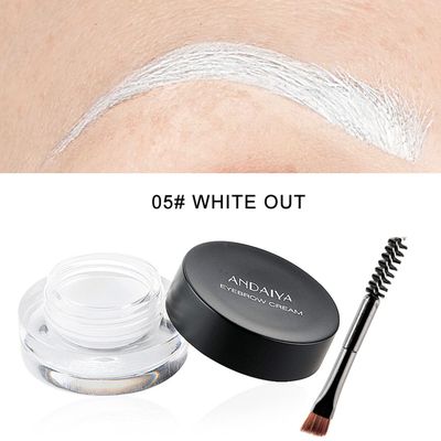 MAEPEOR 12 Colors Eyebrow Pomade Full-pigmented Long Lasting Waterproof Eyebrow Cream Gel Filling & Shaping Tinted Eyebrows Enhancers with Brush for Daily or Cosplay (05 White Out)