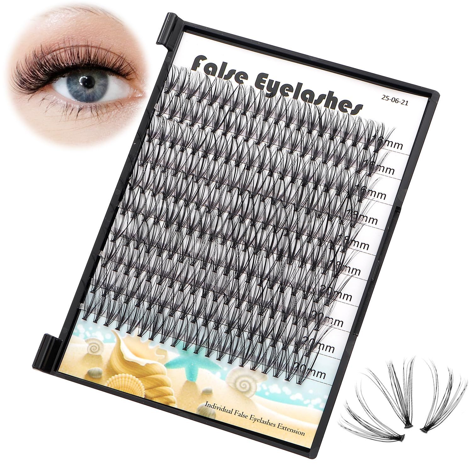 Dedila 20D Cluster Eyelashes Mixed10-12-14mm11-13-15mm12-14-16mm16-18-20mm Individual False Eyelashes Thickness 0.07mm D Curl Makeup Volume Eye Lashes 200 PCS (16-18-20mm)