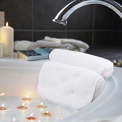 AmazeFan Bath Pillow, Bathtub Spa Pillow with 4D Air Mesh Technology and 7 Suction Cups, Helps Support Head, Back, Shoulder and Neck, Fits All Bathtub, Hot Tub and Home Spa US. Patent Design