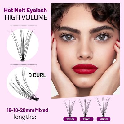 Dedila 20D Cluster Eyelashes Mixed10-12-14mm11-13-15mm12-14-16mm16-18-20mm Individual False Eyelashes Thickness 0.07mm D Curl Makeup Volume Eye Lashes 200 PCS (16-18-20mm)