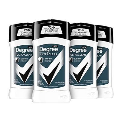 Degree Men UltraClear Antiperspirant Deodorant Black  White 72-Hour Sweat &amp; Odor Protection Antiperspirant For Men With MotionSense Technology 2.7 Ounce (Pack of 4)