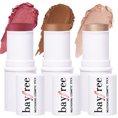 KIMUSE Multi Stick Trio Face Makeup, Cream Blush Stick for Cheeks &amp; Lips, Contour Stick &amp; Highlighter Makeup Sticks for All Skin