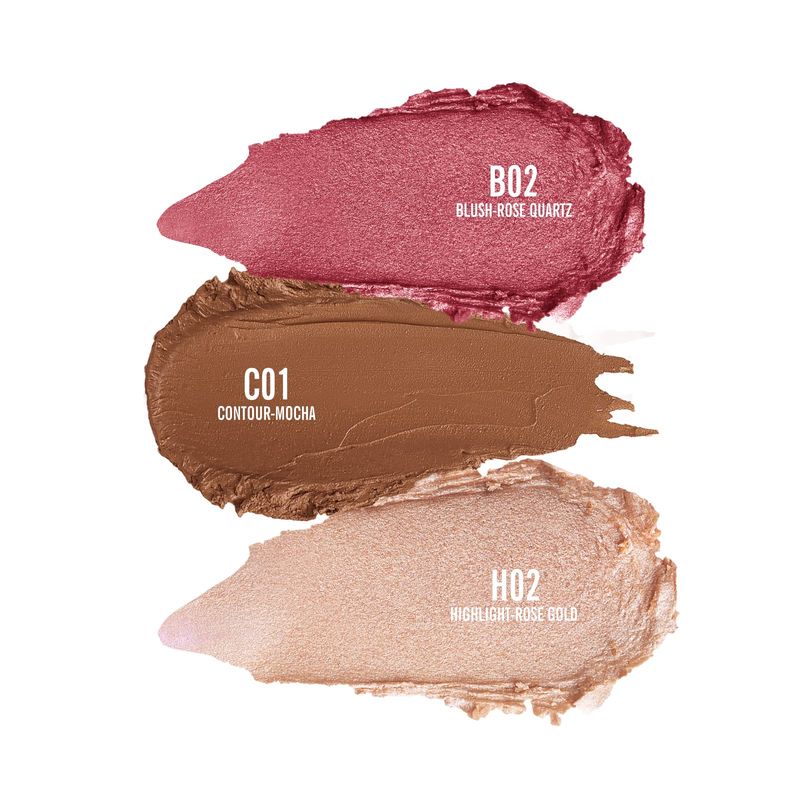 KIMUSE Multi Stick Trio Face Makeup, Cream Blush Stick for Cheeks &amp; Lips, Contour Stick &amp; Highlighter Makeup Sticks for All Skin
