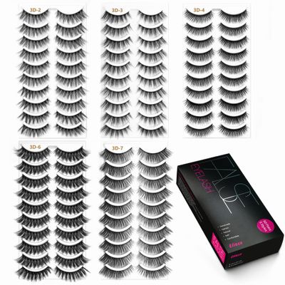 Eliace Eyelashes, (50 Pairs,5 Styles) Faux Mink Lashes Natural Look Wispy Fluffy Handmade Cat Eye lashes Pack False Eyelashes Set,Fake Lashes Strips,Makeup Fake Eyelashes Pack