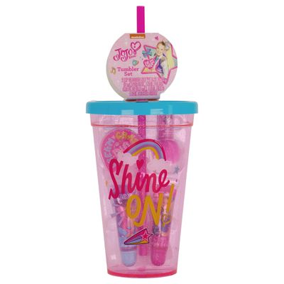 Taste Beauty JoJo Siwa Shine On! Tumbler Set with Flavored Lip Gloss and Scented Nail Polish, 4-Piece Set