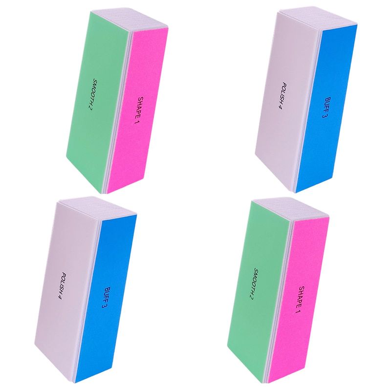 4 Way Nail Buffer Block (4 Pcs), Nail Shine Buffers Blocks Files for Natural and Acrylic Nails Smoother Buffing Block Polisher Fingernail File Buffer 1202406003000 Grit for Buffing Shinning