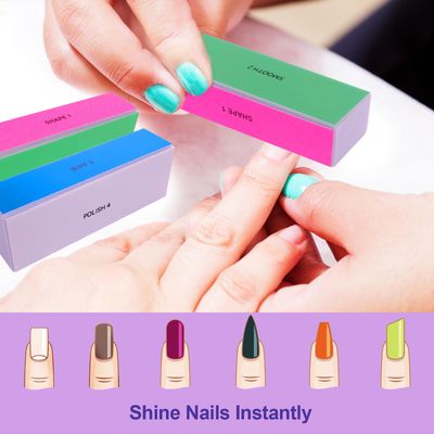 4 Way Nail Buffer Block (4 Pcs), Nail Shine Buffers Blocks Files for Natural and Acrylic Nails Smoother Buffing Block Polisher Fingernail File Buffer 1202406003000 Grit for Buffing Shinning