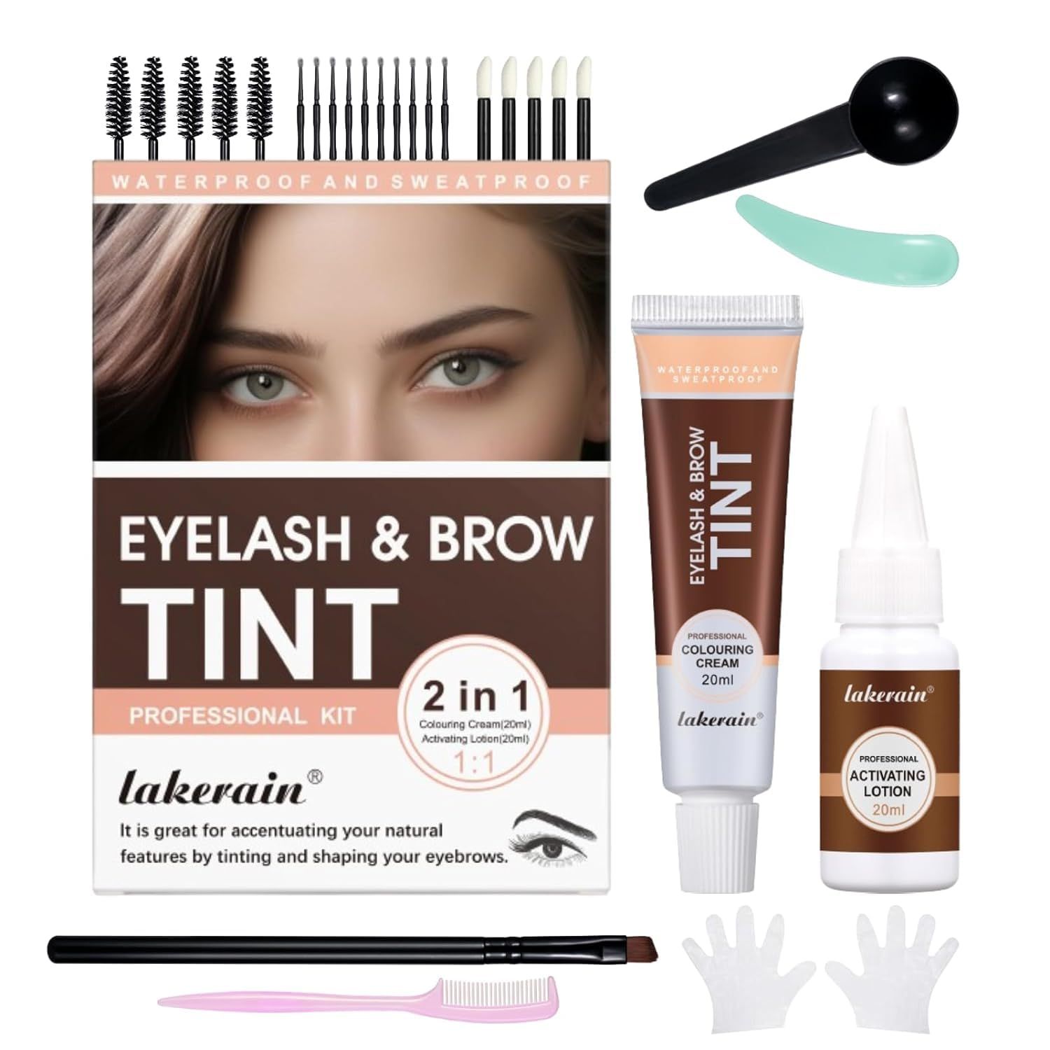 Eyebrow &amp; Eyelash Color Kit, 26 Pcs 20ml Professional Eye Brow Eye Lash Coloring Set Lasts 6 Weeks Instant Safe Easy to Use for Salon Home