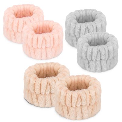 Women&#39;s Wrist Towels for Washing Face, Microfiber Spa Wash Towel Band, Absorbent Wristbands, Sweatband for Girls Prevent Water from Spilling Down Your Arms 6PCS