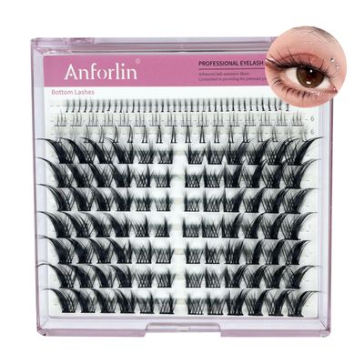 Fox Eye Lashes Fluffy Lash Clusters with Bottom Lashes C Curl False Eyelashes Left &amp; Right Cluster Eyelash Extensions 158 PCS Individual Lashes Cat Eye Manga Lashes DIY At Home, by Anforlin
