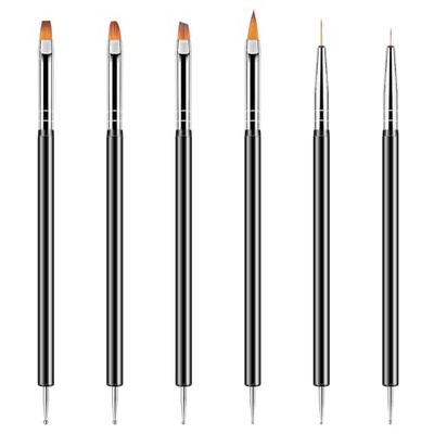 Artdone Nail Dotting Tools 6PCS Double-ended Nail Art Brushes Kit Nail Art Gel Polish Liner Brushes Design Pen For Nail Drawing And Nail Paint Brushes Small Detail Brushes.