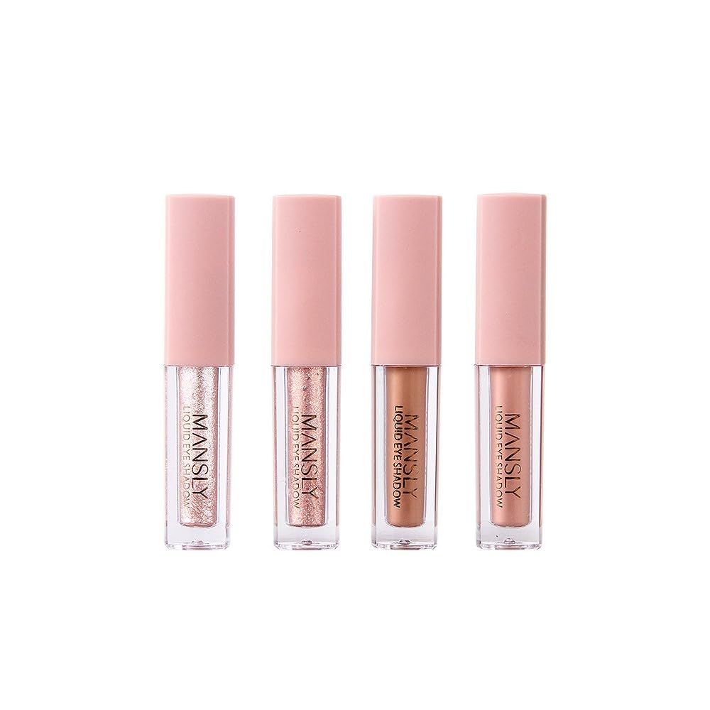 Neptniopllab 4 PCS Liquid Eyeshadow,PearlMatte Texture Liquid Eyeshadow Shiny High-Pigment Fast-Drying Diamond Sparkle Gradient Eyeshadow for Girls