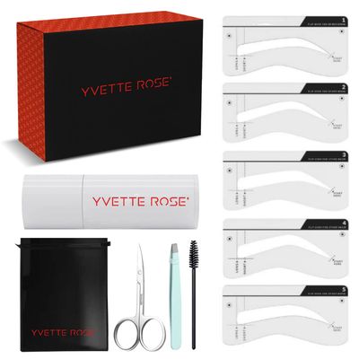 Eyebrow Stamp Stencil Kit wFree Eyebrow Shaping TweezerComb Tool Included| Perfect Eyebrow Stencil Kit for One Step Eyebrow Shaping | Waterproof and Long Lasting Powder Finish