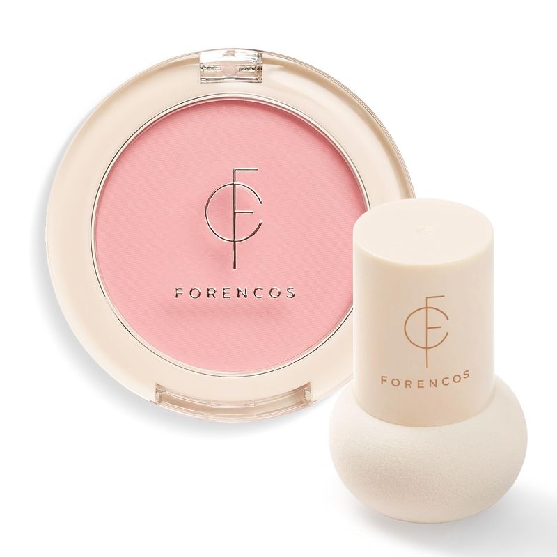 Forencos Matte Pink Blush Set (Puff Included), Long Lasting Korean Blush Power, Zero Sebum Shine, Flawless Finish, Easy Blending, Lightweight &amp; No Cakey Residue (FLOUR PINK)