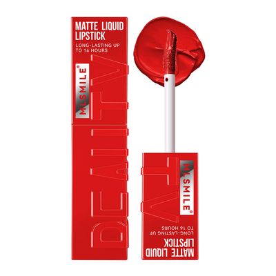 MLSMILE Matte Liquid Lipstick for Women, Lip Gloss Longwear No-Budge Lipcolor Makeup, Highly Pigmented Color and Waterproof, Nonstick Lip Glaze, 1 Count(05#Red-Hot)