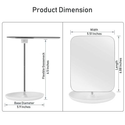 LFOYOU Table Vanity Mirror with Stand - Makeup Mirror for Desk - Adjustable Flexible Gooseneck, 360Rotation Folding Portable Bathroom Shaving Cosmetic Mirror Square