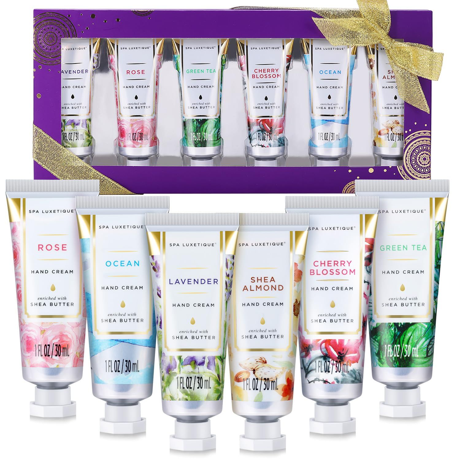spa luxetique Hand Cream Hand Cream Set Gift for Women Hand Lotion with Natural Aloe and Vitamin E for Dry Skin Mini Travel Size Scented Hand Lotion for Women Birthday Gifts| 6 x 1.0 oz30ml