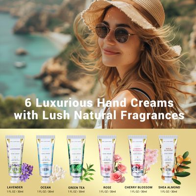 spa luxetique Hand Cream Hand Cream Set Gift for Women Hand Lotion with Natural Aloe and Vitamin E for Dry Skin Mini Travel Size Scented Hand Lotion for Women Birthday Gifts| 6 x 1.0 oz30ml