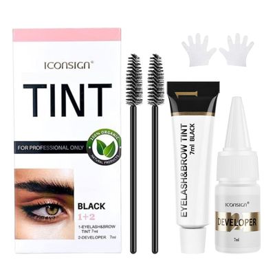 Lash Color Kit - Professional Eyelash and Brow Color Set with Natural Black Effects, Lasts 6 Weeks, Safe &amp; Easy to Use for Salon Home (7ml)