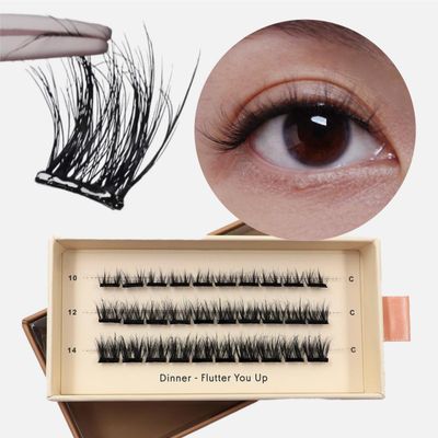 Nodspark Lazy Lashes - Dinner Flutter You Up | Pre-adhesive Instant Press-on Lash Clusters | No Glue Required | Lasts 3-7 Days | Easy To Apply | Stick And Go | Only Need Tweezers