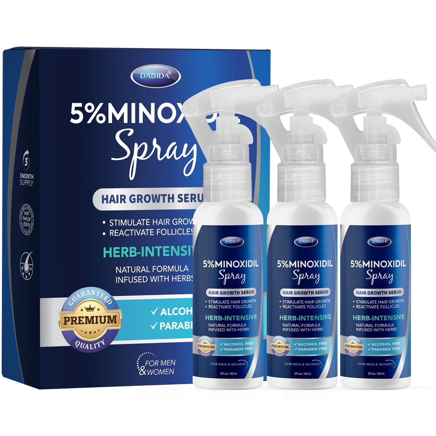 5% Minoxidil Spray for Hair &amp; Beard Growth, Hair Regrowth,Hair Loss Treatments for Men &amp; Women 60ml  3bottles