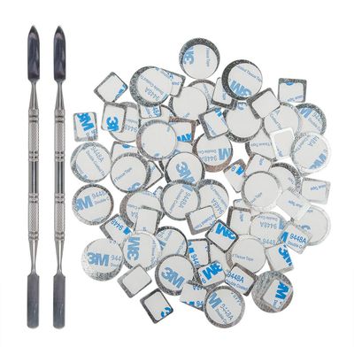 DanziX 70Pcs Metal Stickers for Eyeshadow Palette Set,Palette Empty Eyeshadow Makeup Palette  2 Depotting Spatula (35Pcs Round  35Pcs Square)