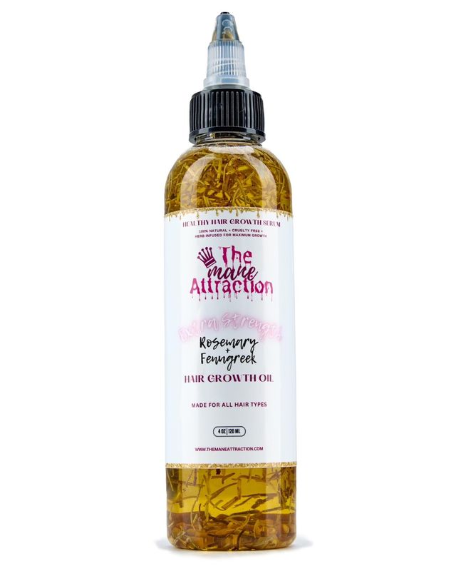 The Mane Attraction Extra Strength Rosemary  Fenugreek Herbal Hair Growth Oil | Infused With Castor Oil for ALL Hair Types