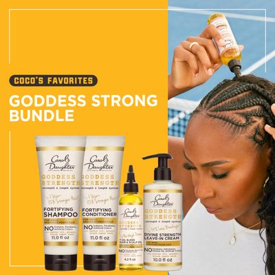 Carol's Daughter X Coco Gauff Goddess Strong Bundle Hair Care Kit with Shampoo, Conditioner, Leave-In Treatment and Scalp Oil, 4 Items