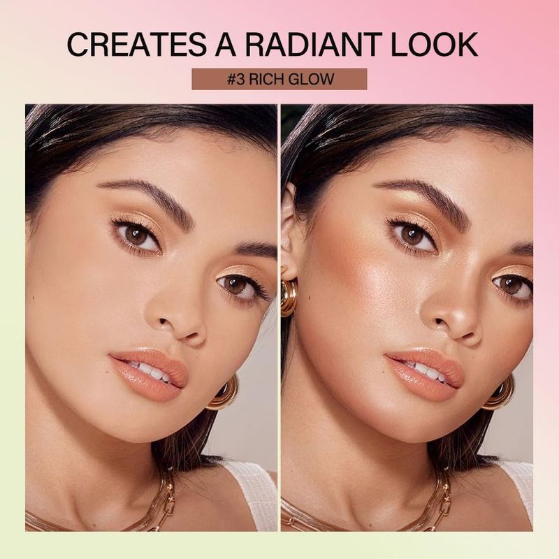 Yeweian Cream Contour Stick, Face Shimmer Bronzer Stick, Blendable Natural Glow Highlighter Makeup Stick, Multi-Use Tinted Solid Moisturizer Stick,Body Face Illuminator Luminizer,03 Rich Glow