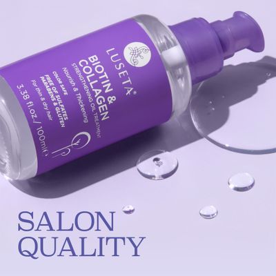 L LUSETA Biotin Hair Growth Serum with Collagen, Hair Oil for Thin and Damage Hair Growth Oil, Biotin growth serum for Frizzy &amp; Damaged hair, Thickening and Healthier Scalp for Men &amp; Women 3.38 Fl Oz
