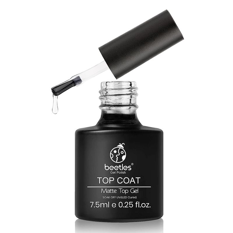 Beetles Gel No Wipe Matte Top Coat - Soak Off Nail Lamp Polish Matte Finish &amp; Long Lasting for Valentine's Day Gift for Women