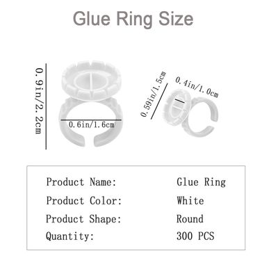 Glue Rings for Eyelash Extension, 300 PCS Glue Rings Lash Extension Supplies Lash Rings for Glue, Disposable Glue Cups Eyelash Glue Holder Lash Extension Glue Rings, Lash Fan Blossom Glue Cups, White