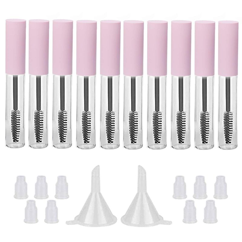 GTHER 10PCS 10ML Empty Mascara Tube Bottle with Eyelash Wand &amp; Rubber Inserts &amp; Funnels Set for Castor OilEyelash Growth Oil, DIY Mascara Eyelash Cream Container with Cap, Matte Pink