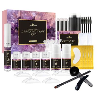 NAOLVE Lash Lift Kit &amp; Brow Lamination Kit 4 IN 1, Eyebrow Lamination Kit with Black, Professional Eyelash Lifting Kit, Eyelash Perm Kit with All Tools, Lasts for 8 Weeks,Easy to Use,for Home &amp; Salon