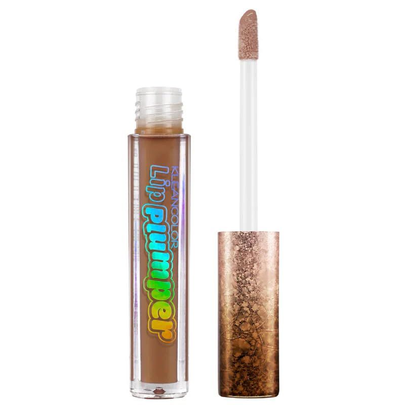 Kleancolor Lip Plumper Gloss - 05 Mocha Mousse | Hydrating &amp; Plumping Lip Gloss | Taupe Nude | High-Shine Finish | Smooths Fine Lines | Coconut Scent | 0.1 Fl Oz