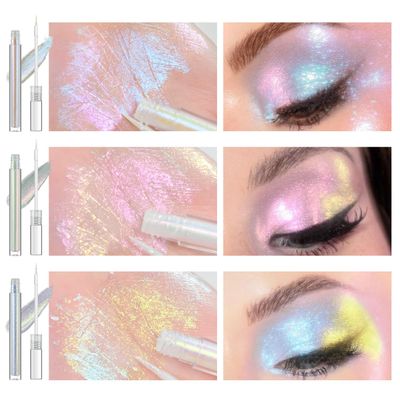 JUR MORNIER Multichrome Liquid Eyeshadow Set,3 Colors Multi-Dimensional Eye Liner Makeup,High Pigment Waterproof Metallic Eyeshadow,Ultre Fine Tip Glitter Eyeshadow (01 aurora02 twilight03 moonbow)