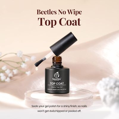 Beetles Gel No Wipe Matte Top Coat - Soak Off Nail Lamp Polish Matte Finish &amp; Long Lasting for Valentine's Day Gift for Women