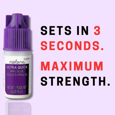 Nailene Ultra Quick Nail Glue - Durable, Easy to Apply False Nail Glue - Repairs Natural Nails - Quick-Drying Nail Adhesive Lasts Up to 7 Days - 3 g0.10 oz - 3 Pack