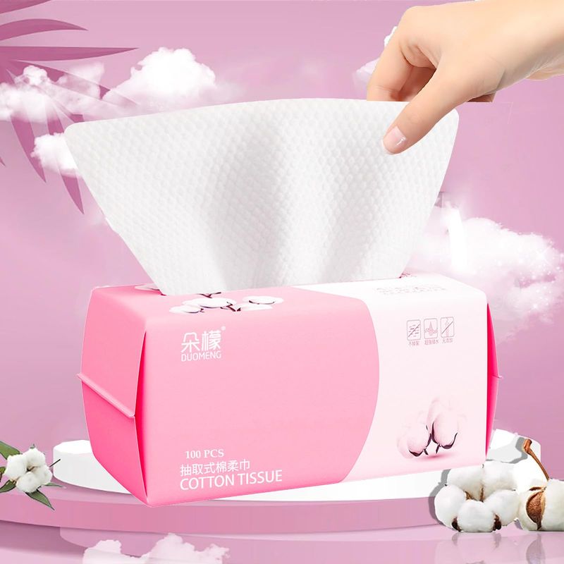 Disposable Face Towel 100 Count for Washing Soft Cotton Dry Wipes Facial Cloths Towelettes for Washing and Drying, Facial Tissue for Cleansing, Skincare and Makeup Remover