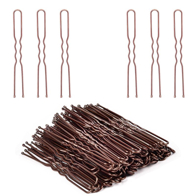 Hair Pins for Buns, IKOCO 2.4 inch U Shaped Hair Pins Brown Hair Bun Pins for Women Girls with Storage Box