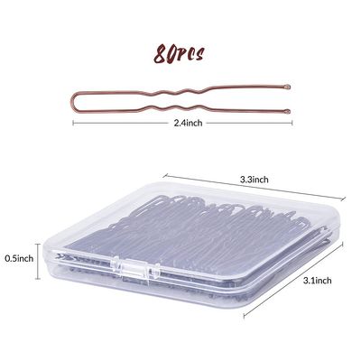 Hair Pins for Buns, IKOCO 2.4 inch U Shaped Hair Pins Brown Hair Bun Pins for Women Girls with Storage Box