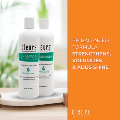Cleure Hypoallergenic Volumizing Shampoo for Sensitive Skin - Fragrance Free, SLS Free &amp; Paraben Free (12 oz, Pack of 1)