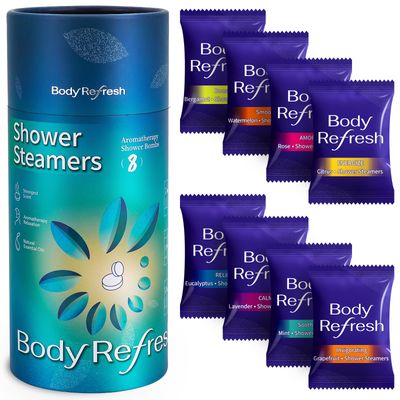 BodyRefresh Shower Steamers for Men - 8 Pack Shower Bombs with Essential Oils, Birthday Gifts for Men Who Have Everything, Self Care Gifts for Him, Mens Boyfriend Valentines Day Gifts for Him