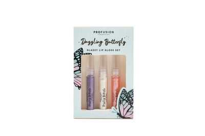 Profusion Cosmetics Empowered Butterfly Glassy Lip Gloss Set, Long Wearing Elegance With Glassy Lip Gloss Trio